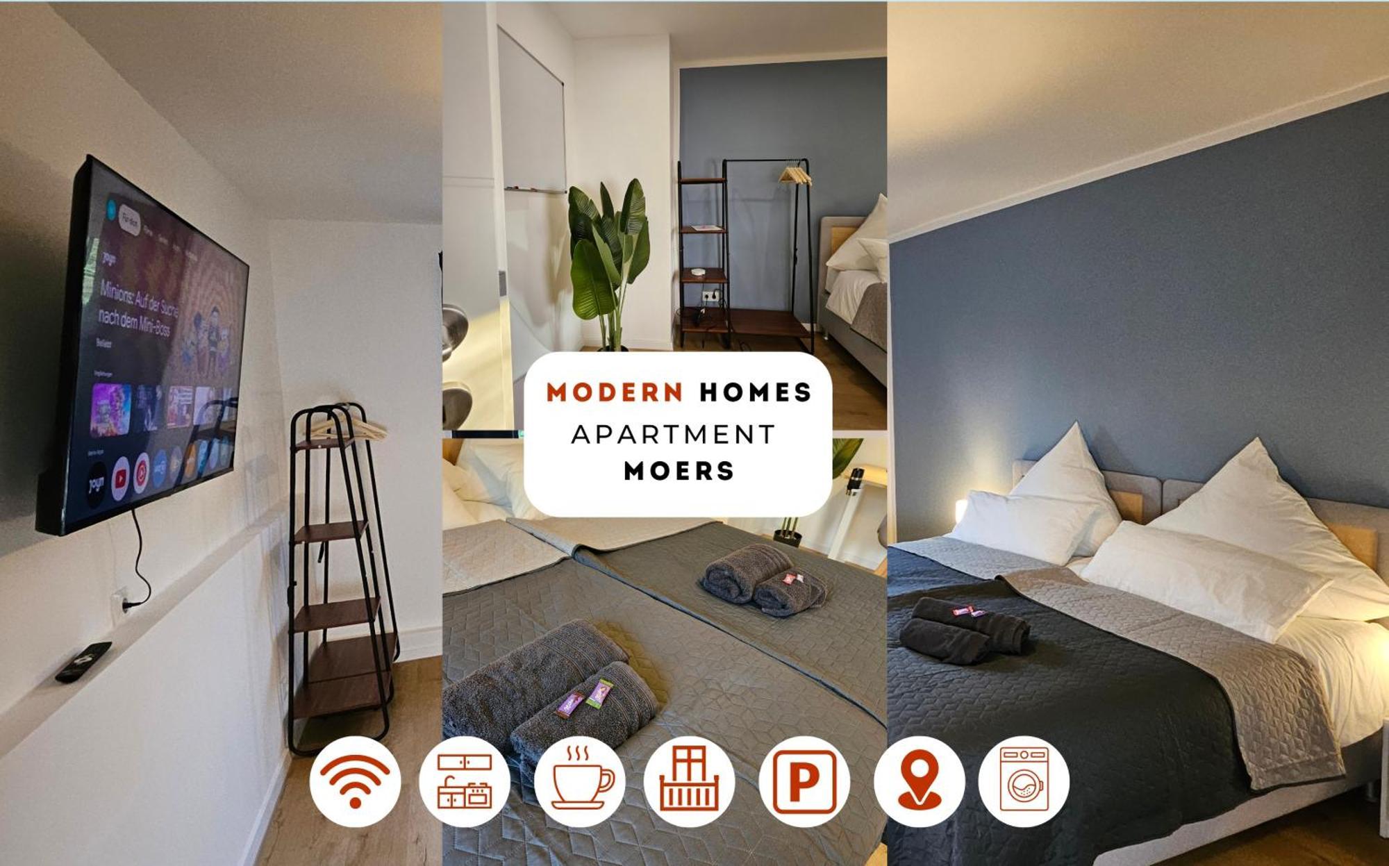 Modern Homes - Voll Ausgestatte Wohnung - Balkon - Hotelbetten - 4K Tv - Wlan Moers Zewnętrze zdjęcie